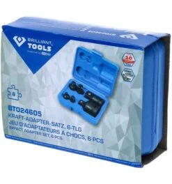 Brilliant Tools Kraft-Adapter-Satz, 6-tlg., 1/4" + 3/8" + 1/2" + 3/4" -Bahcore Geschaft adapter fuer kraft stecknuss 1446866 czm