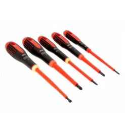 Bahco ERGO Isolierter Schraubendreher-Satz Für Schlitz- Und Phillips-Schrauben Mit 3-Komponenten-Griff, VDE-zertifiziert - 5-tlg.