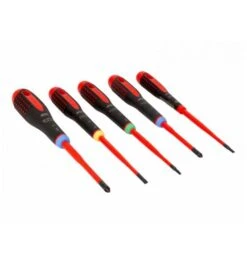 Bahco ERGO Isolierter Schraubendreher-Satz Für Schlitz-, Pozidriv- Und TORX-Schrauben, Schmal, Mit 3-Komponenten-Griff - 5-tlg.