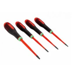 Bahco Satz Gemäß VDE Isolierte, Schlanke ERGO-Schraubendreher Mit 3-Komponenten-Griff Für TORX-Schrauben - 4-tlg.